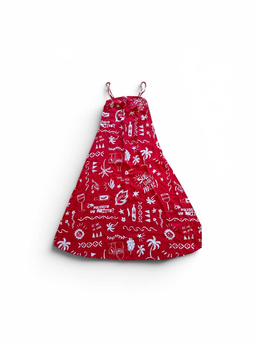 Paper Heart Anthropologie Fuego Graphic Linen Maxi Dress Red - Picture 2 of 12